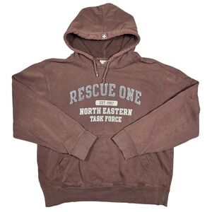 Vtg Aeropostale Men L Brown Y2k Pullover Hoodie Distressed 2000s Preppy Casual